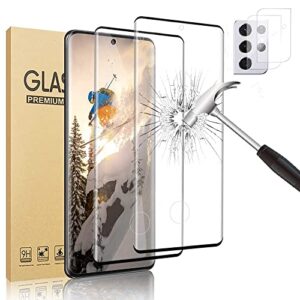 [2+2 pack] galaxy s21 ultra 5g glass screen protector and camera protector, hd clear 9h tempered glass scratch resistant, fingerprint unlock, full coverage for samsung galaxy s21 ultra screen saver (6.8 inch)