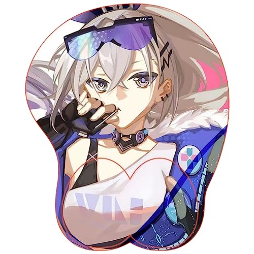 Sonsoke Honkai Star Rail Woman Game Wrist Support Gel Mouse Pad Ergonomic Mouse Pad Gaming Mouse Pad Non Slip 3D Mouse Pad (Silver Wolf 4)