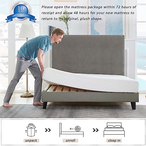 OTRIEK King Size Mattress, 6 Inch Gel Infused Memory Foam Mattress Medium-Firm Mattress for Pressure Relief & Cooling Sleep, CertiPUR-US Certified, Bed in a Box (King)