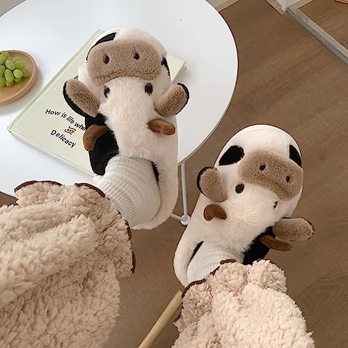 dubuto Cute Cow Slipper for Girls Boys, Toddler Kids Animal Slippers Cozy Anti-slipe Soft Plush Warm Cozy Home House Slippers for Indoor Outdoor