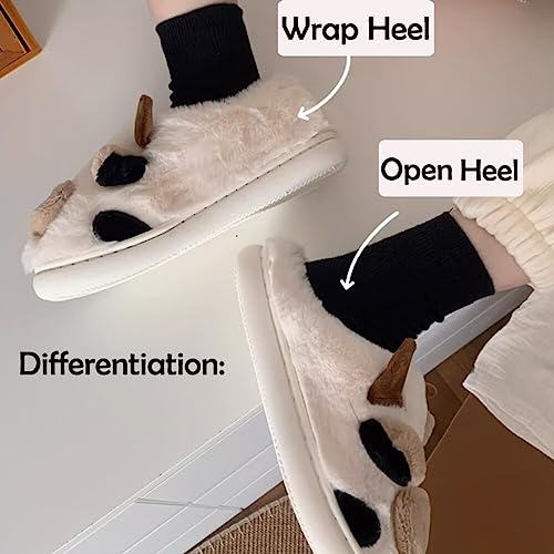 dubuto Cute Cow Slipper for Girls Boys, Toddler Kids Animal Slippers Cozy Anti-slipe Soft Plush Warm Cozy Home House Slippers for Indoor Outdoor