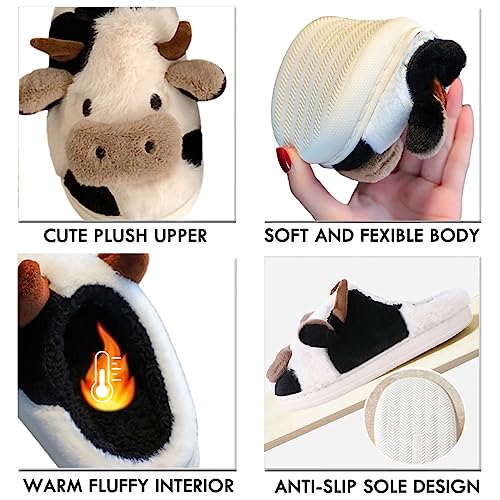 dubuto Cute Cow Slipper for Girls Boys, Toddler Kids Animal Slippers Cozy Anti-slipe Soft Plush Warm Cozy Home House Slippers for Indoor Outdoor