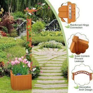 Giantex Garden Arbor with Planter, Wooden Planter Arch with Trellis, Outdoor Arch for Climbing Plants, Vegetables, Herbs, Decorations, Arbor Archway for Wedding, Ceremony, Party (Natural)