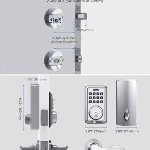 ApeStellar Keyless Entry Door Lock with 2 Lever Handles - Electronic Keypad Deadbolt - Front Door Lock Handle Sets - Auto Lock, Anti-Peeking Password, Easy Installation - Satin Nickel