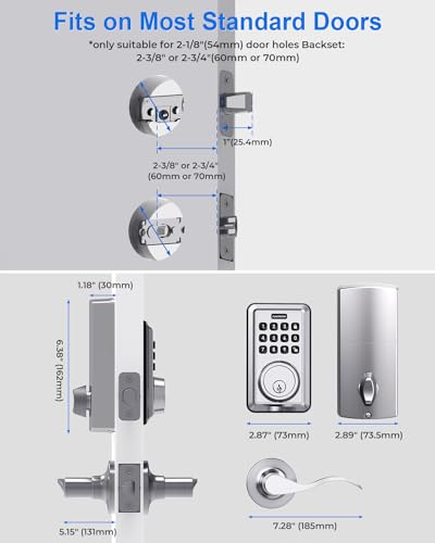 ApeStellar Keyless Entry Door Lock with 2 Lever Handles - Electronic Keypad Deadbolt - Front Door Lock Handle Sets - Auto Lock, Anti-Peeking Password, Easy Installation - Satin Nickel