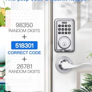 ApeStellar Keyless Entry Door Lock with 2 Lever Handles - Electronic Keypad Deadbolt - Front Door Lock Handle Sets - Auto Lock, Anti-Peeking Password, Easy Installation - Satin Nickel