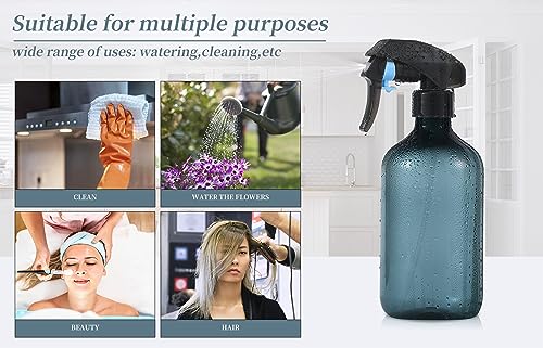 Yebeauty Plant Mister Spray Bottle, 2Pcs 17oz 500ml Fine Mist Plant Atomizer Watering Sprayer Bottle for Gardening Cleaning Solution with Top Pump Trigger Water, Clear Blue