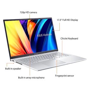 ASUS 2023 Newest Vivobook Laptop, 17.3" FHD Display, Intel Core i3-1220P (Beats i5-1235U) Processor (10 cores), 16GB RAM, 512GB SSD, USB Type-A&C, Wi-Fi 6, Fingerprint, Windows 11 Home