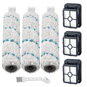 lemige 3 pack replacement brushes and filters for bissell crosswave max 2554 2590 2593 2596 for hydrosteam plus 35151 3515 35152 3513 3518 vacuums, part 1618638, 1608684