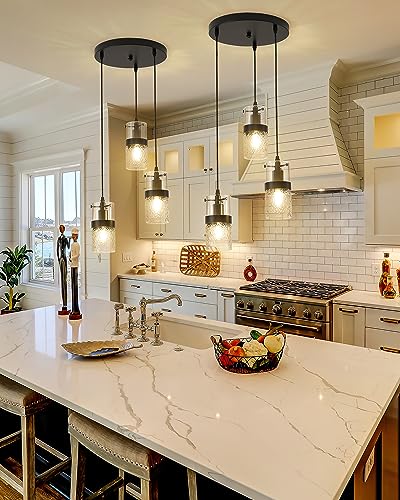 LMS Black 3-Light Pendant Fixtures, Adjustable Kitchen Hanging Light Fixture, Cluster Pendant Lights, LMS-188