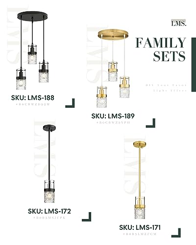 LMS Black 3-Light Pendant Fixtures, Adjustable Kitchen Hanging Light Fixture, Cluster Pendant Lights, LMS-188