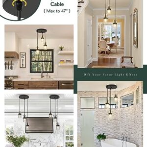 LMS Black 3-Light Pendant Fixtures, Adjustable Kitchen Hanging Light Fixture, Cluster Pendant Lights, LMS-188