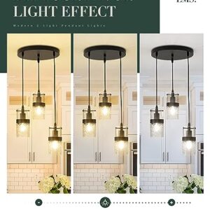 LMS Black 3-Light Pendant Fixtures, Adjustable Kitchen Hanging Light Fixture, Cluster Pendant Lights, LMS-188