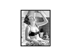 poster master classic photograph poster - vintage fashion print - 8x10 unframed wall art - gift for artist, friend - eat the pasta, spaghetti girl, sexy lady in bra, noodles - wall decor for kitchen