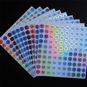 WBQMUNY 30 Sheets 1 to 30 Waterproof Reflective Laser Number Stickers,Round Self Adhesive Stickers/Inventory/Storage Organizing Stickers