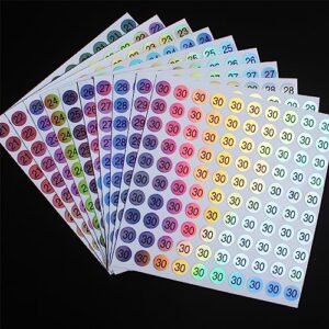 WBQMUNY 30 Sheets 1 to 30 Waterproof Reflective Laser Number Stickers,Round Self Adhesive Stickers/Inventory/Storage Organizing Stickers