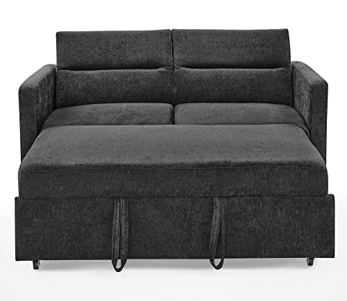 YUNLife&Home Modern Upholstered Futon Loveseat Sofa Convertible to Sleeper Sofá Bed,Love Seat Chaise Lounge Couch Chair 2-Seat with Adjustable Backrest for Living Room Apartment Small Space