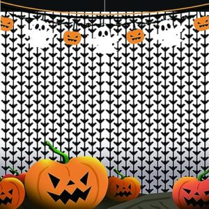 2 Pack 3.3ft x 6.6ft Halloween Foil Fringe Curtain, Black Bats Metallic Tinsel Curtains Streamer Large Party Photo Booth Props Backdrops for Wall Door Indoor Outdoor Decorations