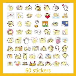 Cute Pompompurin School Supplies Set Kawaii Office Supplies Gift Set Including Gel Ink Roller Pens Stickers Pencil Case ID Badge Stickers Button Pins Key Chain Phone Ring Holder