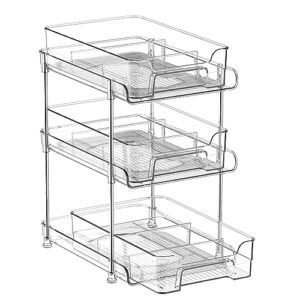 JUJEKWK Bathroom Storage 3 Tier, Clear Under Sink Organizer, Bathroom Organizers Under Sink, Bathroom Accessories, Bathroom Decor, Drawer Organizer