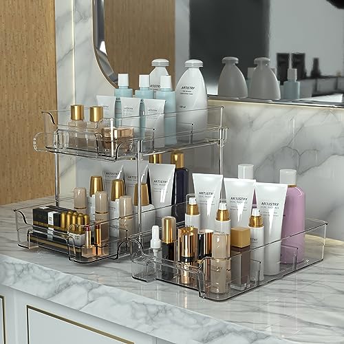 JUJEKWK Bathroom Storage 3 Tier, Clear Under Sink Organizer, Bathroom Organizers Under Sink, Bathroom Accessories, Bathroom Decor, Drawer Organizer