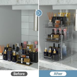 JUJEKWK Bathroom Storage 3 Tier, Clear Under Sink Organizer, Bathroom Organizers Under Sink, Bathroom Accessories, Bathroom Decor, Drawer Organizer