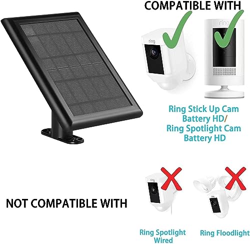 Ring Solar Panel, 5W Solar Panels for Ring Stick Up Cam/Ring Spotlight Cam Battery/Spotlight Cam Plus/Spotlight Cam Pro/Outdoor Wireless Security Camera with 13FT Micro USB C Cable