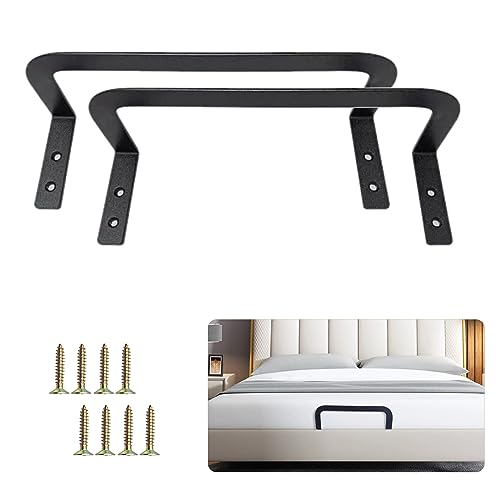 2 Pcs Mattress Retainer Bar, Black Metal Mattress Holder in Place to Keep Mattress from Sliding, Mattress Slide Stopper for Wooden Bed Frame, Bed Mattress Stabilizers (2 Pcs)