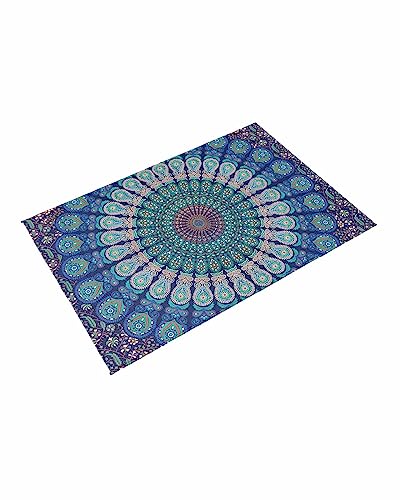 Outdoor Rugs Mandala Flower Reversible Mats Non Slip Carpet Indoor Outdoor Area Rug with Rubber Floral Pattern Non-Slip Outdoor Carpet Camping RV Rug/Deck Rug/Porch Rug 6x9 ft