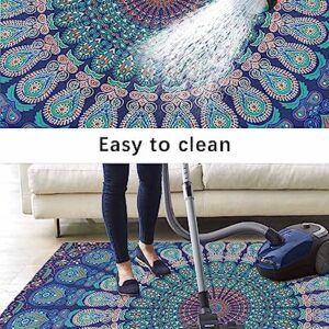 Outdoor Rugs Mandala Flower Reversible Mats Non Slip Carpet Indoor Outdoor Area Rug with Rubber Floral Pattern Non-Slip Outdoor Carpet Camping RV Rug/Deck Rug/Porch Rug 6x9 ft