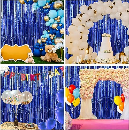 Birthday Party Decorations| 3 Pack 3.3 x 9.9 ft Blue Foil Fringe Curtains Party Supplies|Tinsel Curtain Backdrop for Parties, Glitter Streamers Backdrop for Birthday/Photo Booth Backdrops/Party Decor