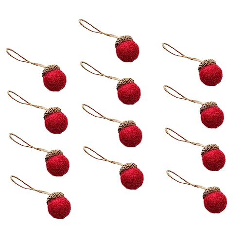 Levemolo 12pcs Felt Pine Cones Artificiales para Christmas Decor Dining Room Table Decor Felted Acorn Garland Pinecone Ornament Winter Pinecones Red Hanging Pendant Prom