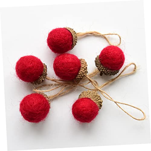 Levemolo 12pcs Felt Pine Cones Artificiales para Christmas Decor Dining Room Table Decor Felted Acorn Garland Pinecone Ornament Winter Pinecones Red Hanging Pendant Prom