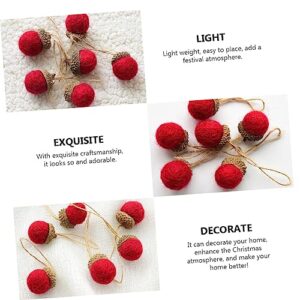 Levemolo 12pcs Felt Pine Cones Artificiales para Christmas Decor Dining Room Table Decor Felted Acorn Garland Pinecone Ornament Winter Pinecones Red Hanging Pendant Prom