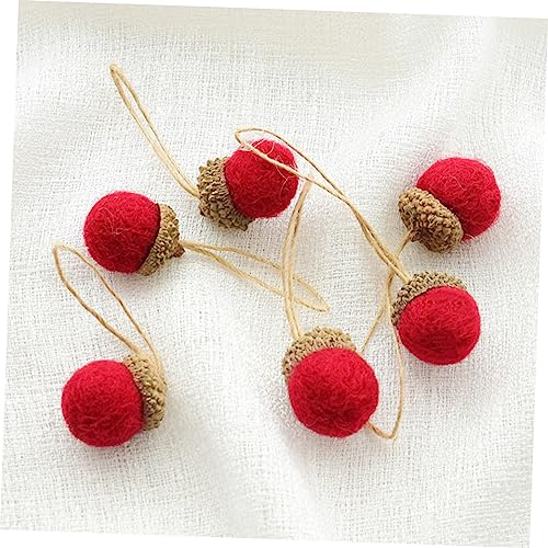 Levemolo 12pcs Felt Pine Cones Artificiales para Christmas Decor Dining Room Table Decor Felted Acorn Garland Pinecone Ornament Winter Pinecones Red Hanging Pendant Prom