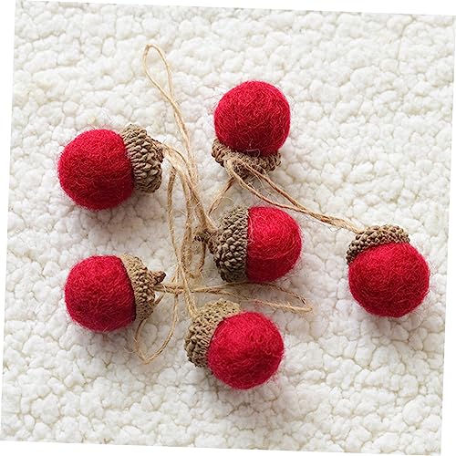 Levemolo 12pcs Felt Pine Cones Artificiales para Christmas Decor Dining Room Table Decor Felted Acorn Garland Pinecone Ornament Winter Pinecones Red Hanging Pendant Prom