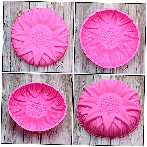 EXQUIMEUBLE 2pcs Sunflower Mold Silicone Cake Molds Silicone Bread Loaf Pan Cake Mould for Round Baking Pan Silicone Candy Mold Round Cake Pan DIY Baking Mold Household Baking Mold Large Rosy