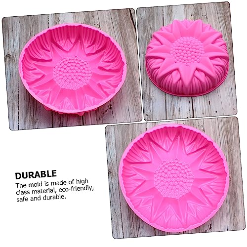 EXQUIMEUBLE 2pcs Sunflower Mold Silicone Cake Molds Silicone Bread Loaf Pan Cake Mould for Round Baking Pan Silicone Candy Mold Round Cake Pan DIY Baking Mold Household Baking Mold Large Rosy