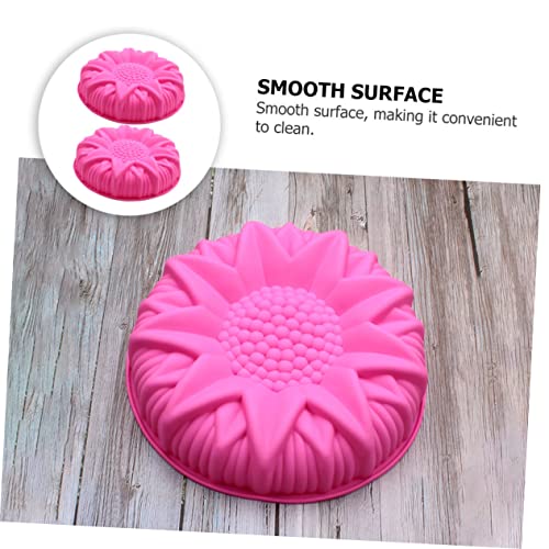 EXQUIMEUBLE 2pcs Sunflower Mold Silicone Cake Molds Silicone Bread Loaf Pan Cake Mould for Round Baking Pan Silicone Candy Mold Round Cake Pan DIY Baking Mold Household Baking Mold Large Rosy