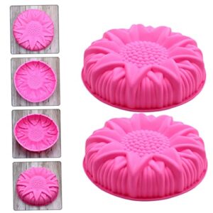 EXQUIMEUBLE 2pcs Sunflower Mold Silicone Cake Molds Silicone Bread Loaf Pan Cake Mould for Round Baking Pan Silicone Candy Mold Round Cake Pan DIY Baking Mold Household Baking Mold Large Rosy