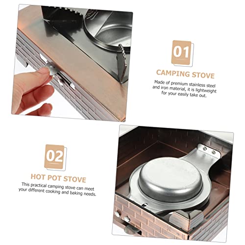 Unomor 3pcs hot pot stove barbecue stove titanium stove small burning stoves portable camping stove canned heat tea stove teapot warmer Stainless steel multifunctional furnace household