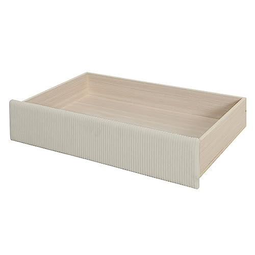 Aiuyesuo Twin Size Corduroy Daybed with Two Drawers, Solid Wood Sofa Bed Frame with Wood Slat Support for Bedroom, Guest Room, Living Room (Beige-ZC0E)