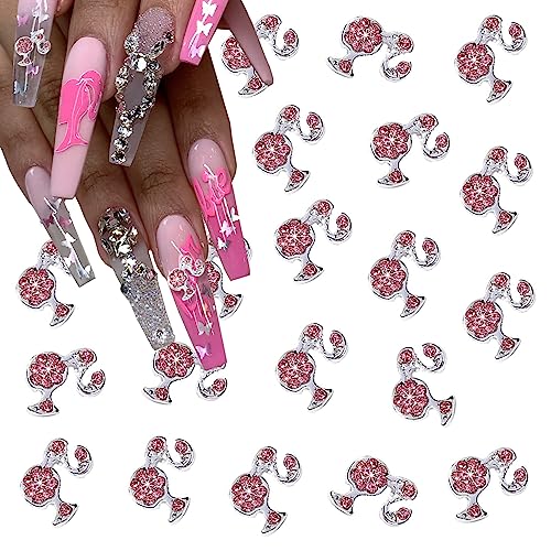 Girl Head Nail Charms 20PCS Cute Nail Charms for Acrylic Nails 3D Metal Nail Art Charm Pink Nail Gems and Charms 3D Nail Rhinestone Crystal Kawaii DIY Nail Art Decoration Supplies for Women Girls