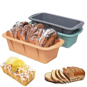 anxbbo 3 pack silicone bread loaf pans no-stick large loaf pan set, flexible silicone baking molds for bread, cake, meatloaf, bpa free and dishwasher safe (3 pack (9.8''l x 4.7''w x 2.7''h))