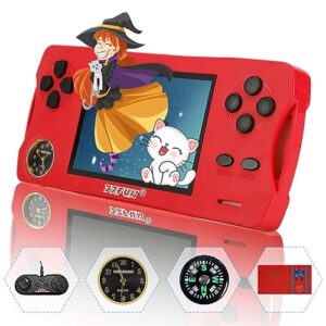 retro handheld game console: preloaded 500 kids videojuegos gamepad arcade video games nostalgia stick for tv 32g portable 3.5 inch rechargeable classic toys travel birthday boys (red)