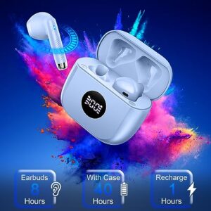 Wireless Earbuds, Bluetooth 5.3 Ear Buds LED Power Display Headphones Bass Stereo, Bluetooth Earbuds in-Ear Noise Cancelling Mic, 40H Playback Mini Case IP7 Waterproof Sports Earphones for Android iOS