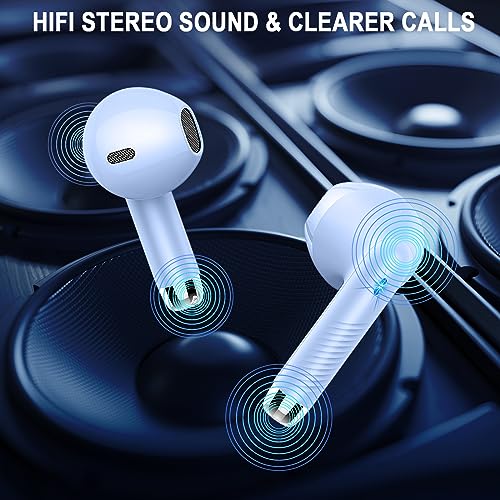 Wireless Earbuds, Bluetooth 5.3 Ear Buds LED Power Display Headphones Bass Stereo, Bluetooth Earbuds in-Ear Noise Cancelling Mic, 40H Playback Mini Case IP7 Waterproof Sports Earphones for Android iOS