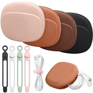 8 in 1 silicone headphone organizer,data cable storage case, cable ties/cable straps reusable fastening cable ties cord organizer, mini storage bag, mini key box,soft silicone accessories kit-colorful