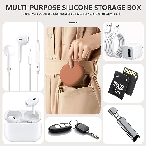8 in 1 Silicone Headphone Organizer,Data Cable Storage Case, Cable Ties/Cable Straps Reusable Fastening Cable Ties Cord Organizer, Mini Storage Bag, Mini Key Box,Soft Silicone Accessories Kit-Colorful