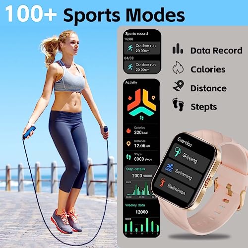 VALYV Smart Watch for Men Women (Answer/Make Calls) 1.91” HD Fitness Tracker Watch with 100+ Sports Modes Activity Tracker with Heart Rate Sleep Monitor Smartwatch for iOS and Android Phone (Pink)